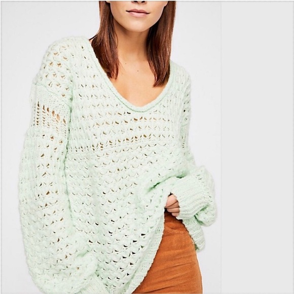 Free People Crashing Waves Mixed Knitting Wool Blend Sweater Womens Medium - Picture 2 of 12